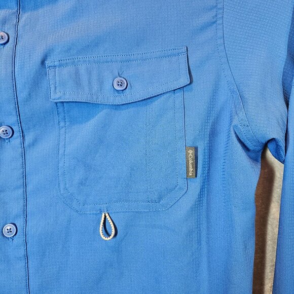 Columbia Mens L Blue PFG Bahama II Long Sleeve Shirt Vented Fishing Outdoor - Picture 7 of 14
